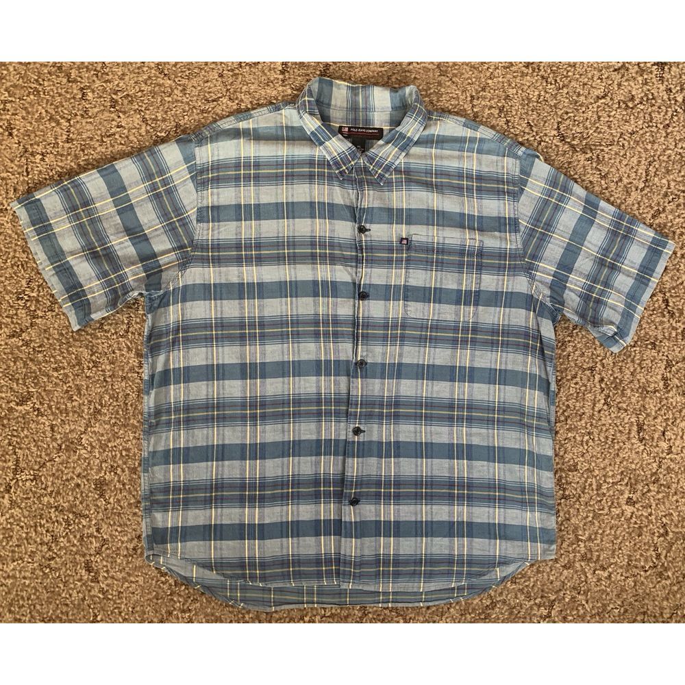 Polo Jeans Co Shirt‎ Mens XL Green Gray Blue Ralph Lauren Short Sleeve Camp Loop